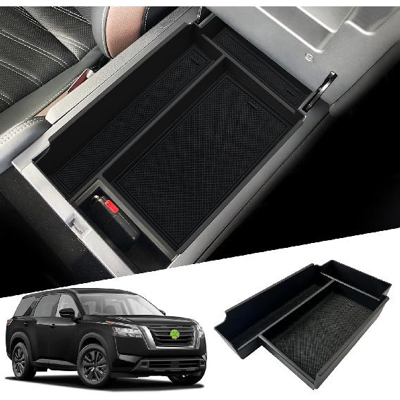 SHAOHAO For 2024 2025 Nissan Pathfinder Center Console Organizer Tray 2024 2025 Pathfinder S/SV/SL/Rock Creek/Platinum Armrest Storage Box Tray
