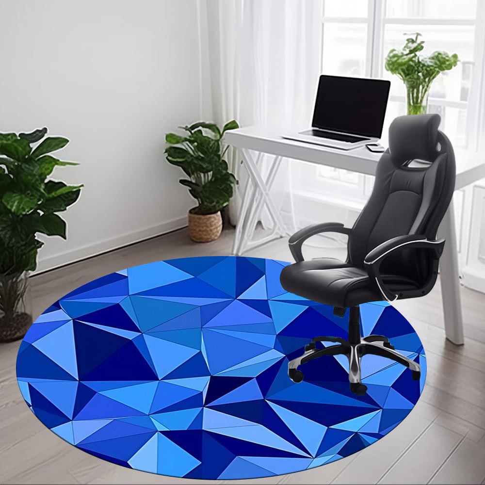1pc Blue Gemstone Chair Carpet for Office, Round Non-Slip Durable Large Size Office Carpet, Suitable for Office, Beautiful Decoration