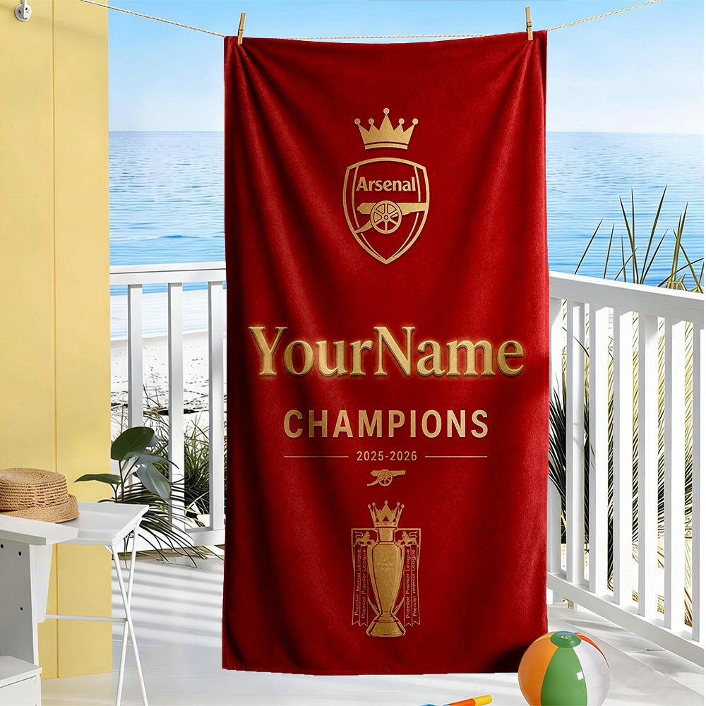 Arsenal Customize Text Beach Towel High Absorbency & Quick-Dry Portable for SwimmingBeachCamping Travel Beach AccessoriesGym