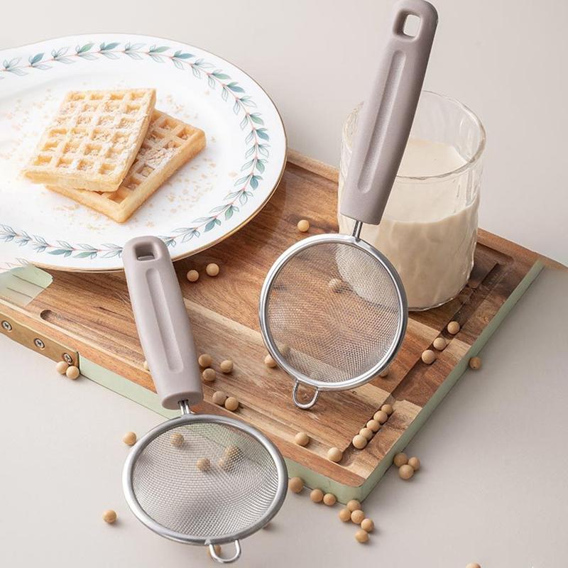 Сетчатый фильтр из нержавеющей стали с ручкой из полипропилена, тонкая фильтрация соков, остатков и муки, идеально подходит для домашней выпечки