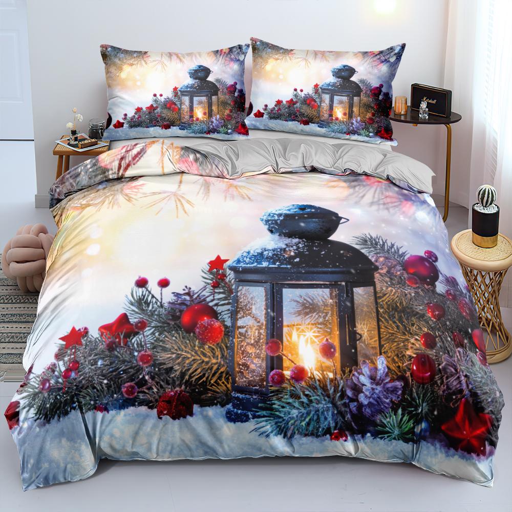 3D С Рождеством Христовым Набор Пододеяльника и Наволочки(s) Комплект пододеяльников Кинг/Королева/Двуспальный 3D Комплекты постельного белья Размер Квин 2/3 шт.