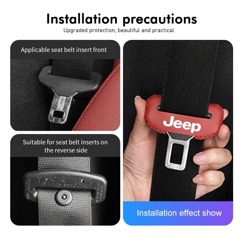 Car Seat Belt Buckle Protector Leather Safety Belt Anti Damage Cover For Jeep GE Cherokee Patriot Liberty Wrangler JK JL Commander