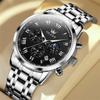 OLEVS Men's Quartz Watch Water-Resistant, Date Display, Luminous Hands, Stainless Steel Band, Black
