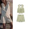 Весенняя новинка Льняной жилет 8025939 Шорты с высокой талией Повседневные Женские 8026707 8026939