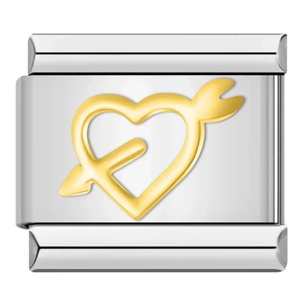 9mm Width Original Daisy Heart Flower Butterfly Cross Green Italian Charm Bracelet Stainless Steel Jewelry Making DJ001