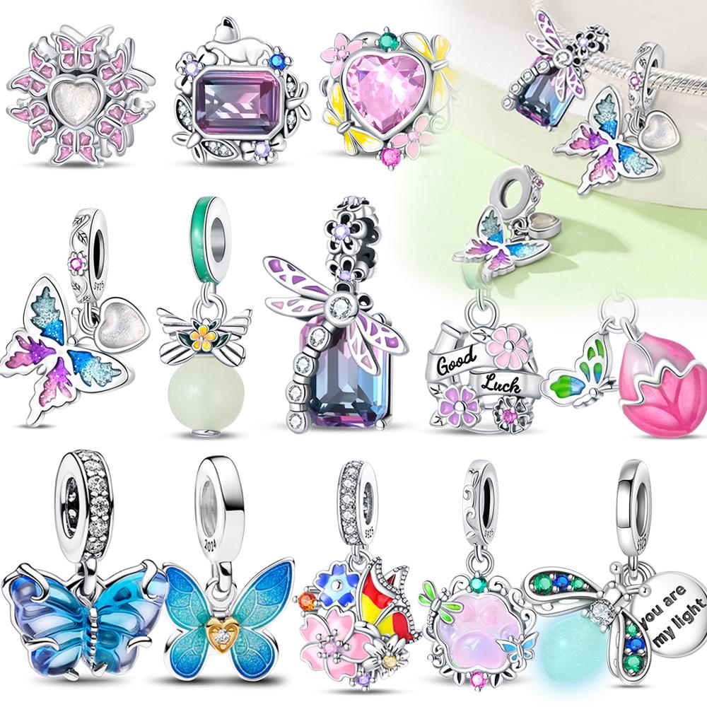 Символически Медь Разноцветная Бабочка Стрекоза Шарм Подходит для Оригинальных Браслетов Ожерелий Ювелирных Изделий Сделай Сам Бусины