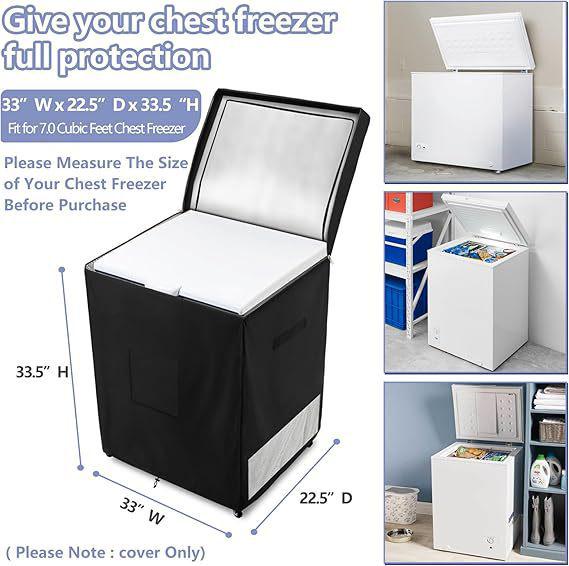 Heavy Duty 210D Waterproof Outdoor Freezer Cover, 7.0 Cubic with Top Zipper