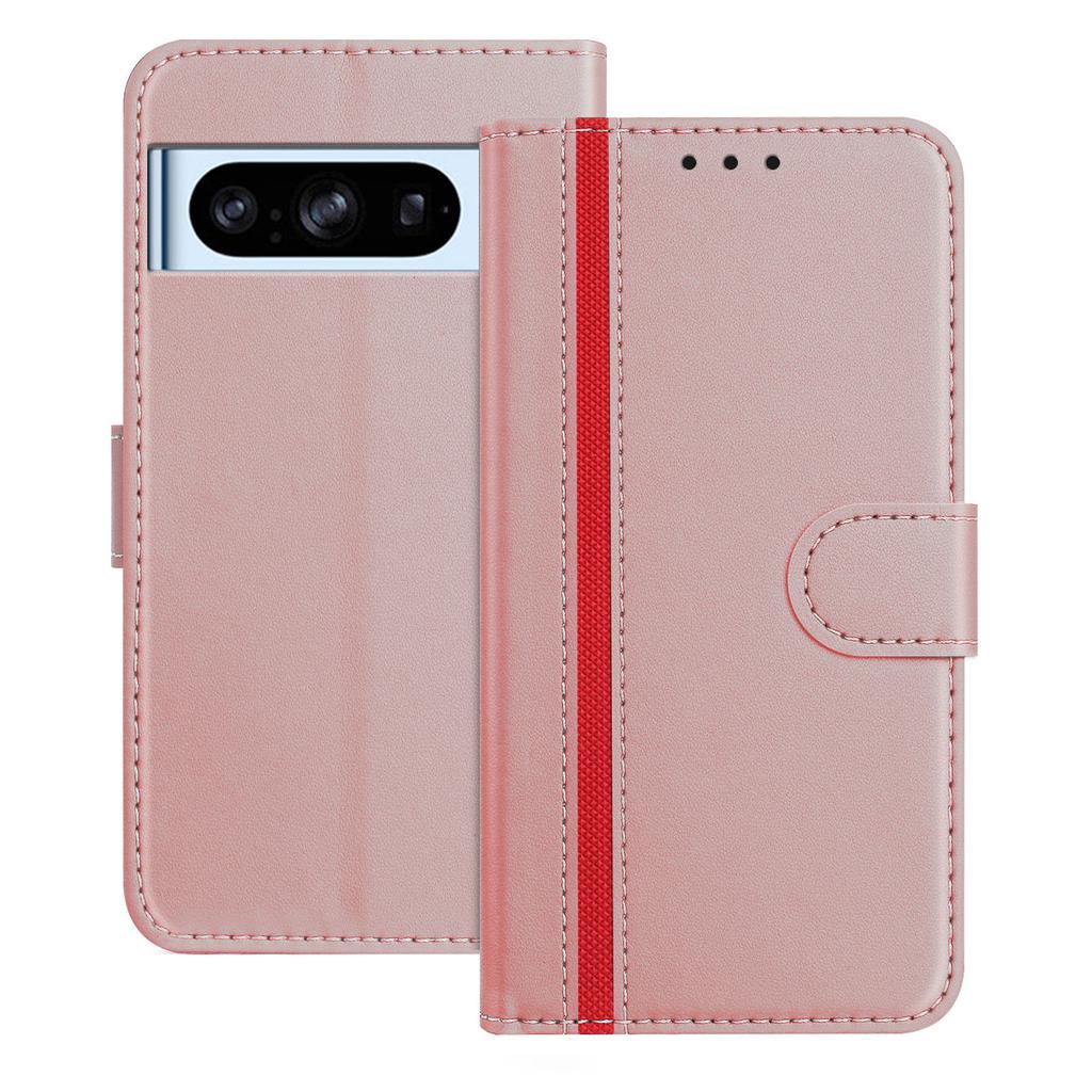 For Google Pixel 8 Pro Phone Cases Wallet Stand Color Splicing Leather Cover with Magnetic Clasp