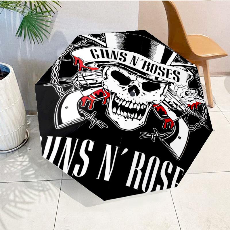 Зонт с огненным логотипом Guns Roses, 8 спиц, для путешествий, кемпинга, повседневного использования, легкий, портативный, незаменимый подарок для каждой семейной holiday