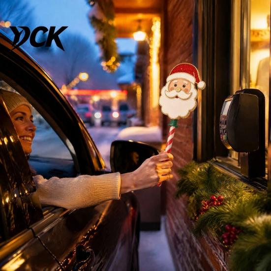 Convenient Checkout Payment Wand Christmas Tap-to-Pay Wand, Candy Cane Handle Credit Card Holder, Cute Magic Holder for Santa Snowman Tree Gingerbread
