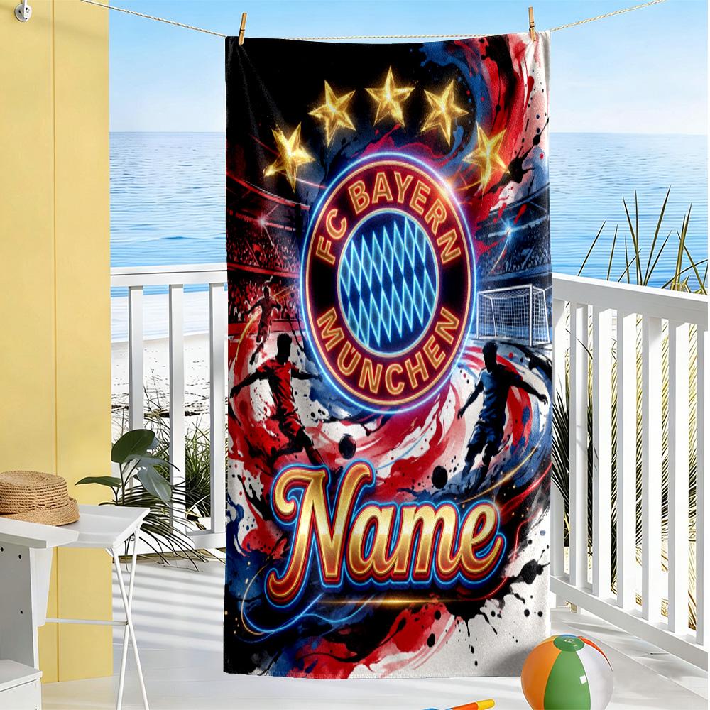 Bayern Munich Fan Gear Customize Text Beach Towel Quick-Dry Soft Microfiber