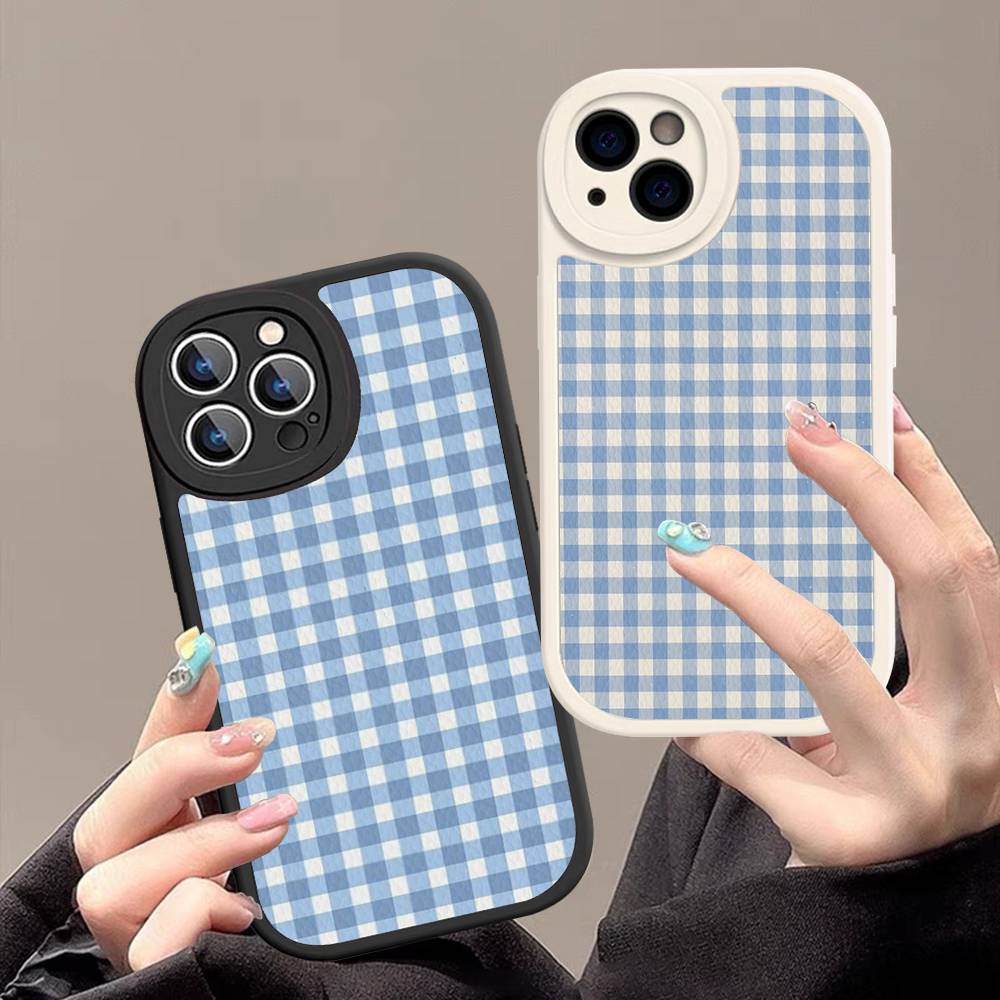 Простой стильный чехол для телефона с решетчатым узором для IPhone 11 12 13 14 15 16 Pro Max Mini Plus Мягкий кожаный чехол