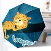 1pc Leopard Night Automatic Folding Umbrella - Compact 8-Rib Design, Durable Plastic & Iron, Lightweight for Outdoor Daily Use079