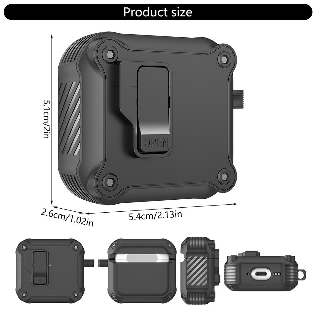 Защитный кейс для наушников-вкладышей Tactical Guard Shell для Pods 4, Защита с автооткрытием верхней крышки и повышенной ударопрочностью