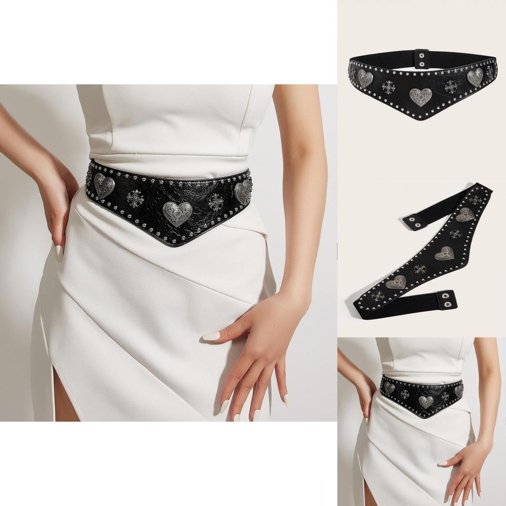 Womens Leather Waist Belt With Heart Shaped Buckle For Vintage Fashion And Waist Cinching