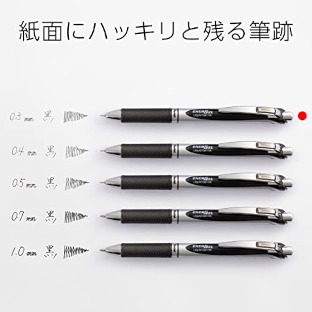 Шариковая ручка Pentel Гелевые чернила Гелевая Нажимной механизм 0,3 мм Серебристый корпус BLN73-A Черный