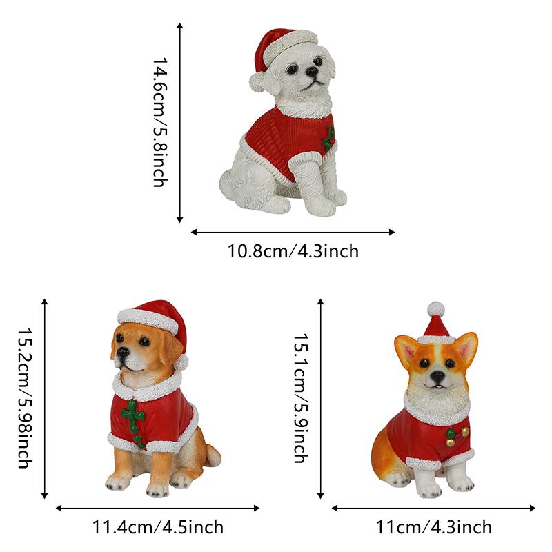 Dog Christmas Statues For Decoration Resin Sculptures Christmas Ornaments Living Room Table Desk Decorative Home Decor Drop Ship
