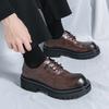 Men's Shoes Large Size New Leather Shoes Fashion Men's Platform Business Dress Shoes Retro British Style Casual Leather Shoes
