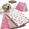 Flannel Puppy Dog Paw Pattern Comfortable Sleeping Dog Cushion Mat Kennel Mat Pet Blanket