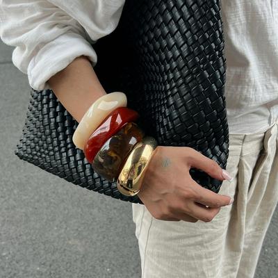 Модные винтажные полупрозрачные полимерные массивные браслеты геометрической неправильной формы, эластичные широкие браслеты для женщин и мужчин, роскошные эстетичные ювелирные аксессуары