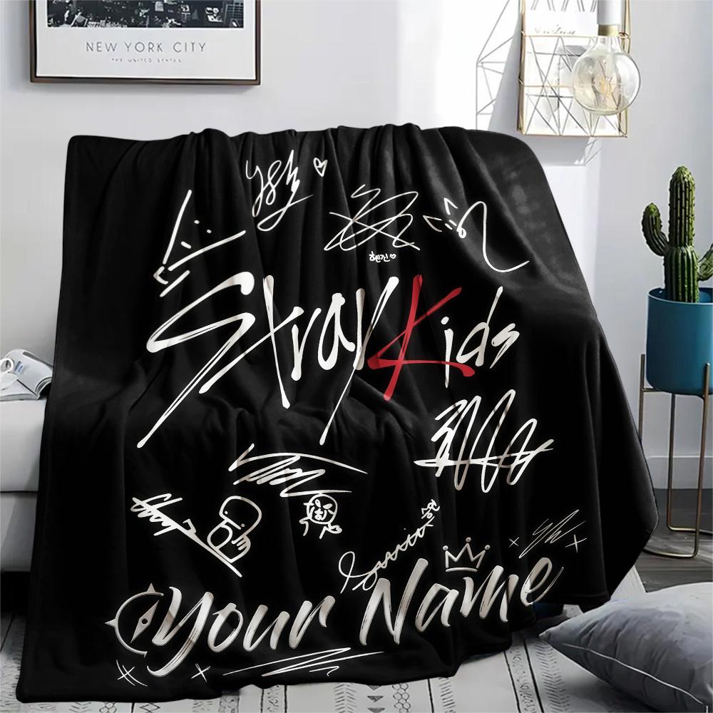 1PC Custom Name SKZ Patterned Flannel Blanket Suitable For All Seasons for Home Decor Warmth and Comfort Gifts Holiday Present -HE211