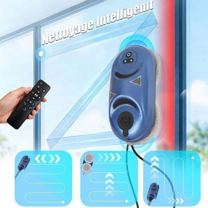 Window Cleaning Robot 5600Pa with Double Spraying, Automatic Washer with Intelligent Navigation & 10 cleaning cloths