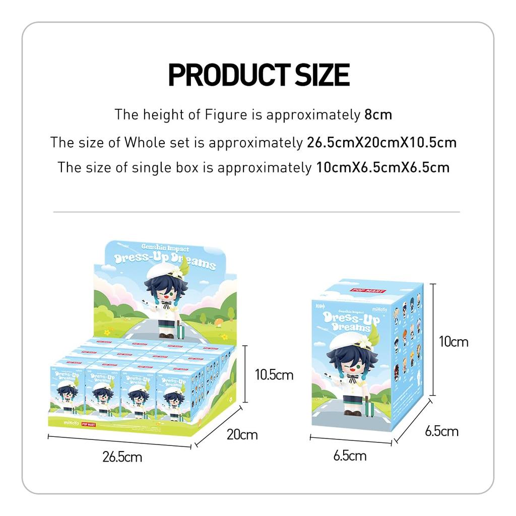 POP MART Genshin Dress Up Dream Chibi Series Box 12 POP MART Gachagacha Фигурка Пластиковая Модель Премиум Игрушка Мягкий Винил Оригинальный Персонаж День Рождения