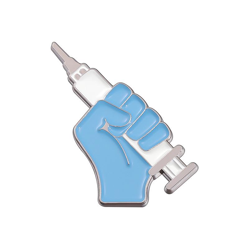 Уникальный синий медицинский значок-булавка в виде шприца, креативный мультяшный дизайн для врачей и медсестер