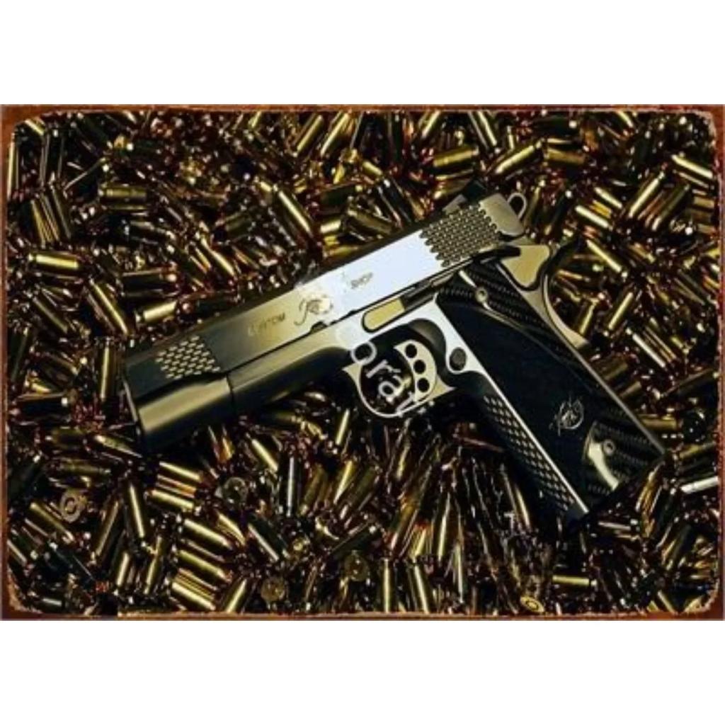 Vintage Neue Pistole HD Zinn Malerei Metall Zeichen Poster Nach Hause Wohnzimmer Bar Club Party Mann Höhle Kunst Wand Dekoration