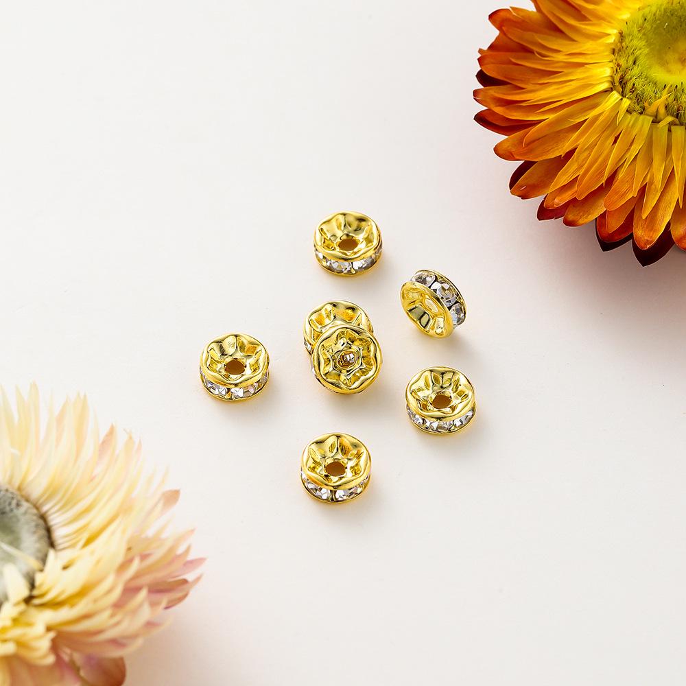 Кольцо со стразами с гальваническим покрытием из золота 14к/18к, бусины-разделители для изготовления ювелирных изделий своими руками