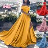 Women Off Shoulder Evening Dress Princess Ball Gown Dress High Waist Split Dress Plus Size Dresses Vestidos