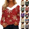 Women's T Shirt Tee Christmas Shirt Long Sleeve Party Christmas Fleece Collar V Neck Top