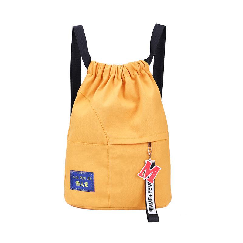 Drawstring Backpack Female Korean Small Backpack Male Student Schoolbag Canvas Bundle Pocket Ins Leisure Travel Bag