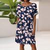 Women's Fashion Short Sleeve Dress With Pockets Floral Print Casual Beach Dress
