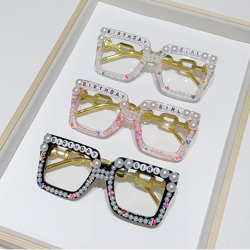 Люксовый Бренд Дизайнерские Квадратные Винтажные Большие Рамки Жемчужные Солнцезащитные Очки Женские День Рождения Девушка Панк Популярные Оверсайз Милые Розовые Солнечные Очки