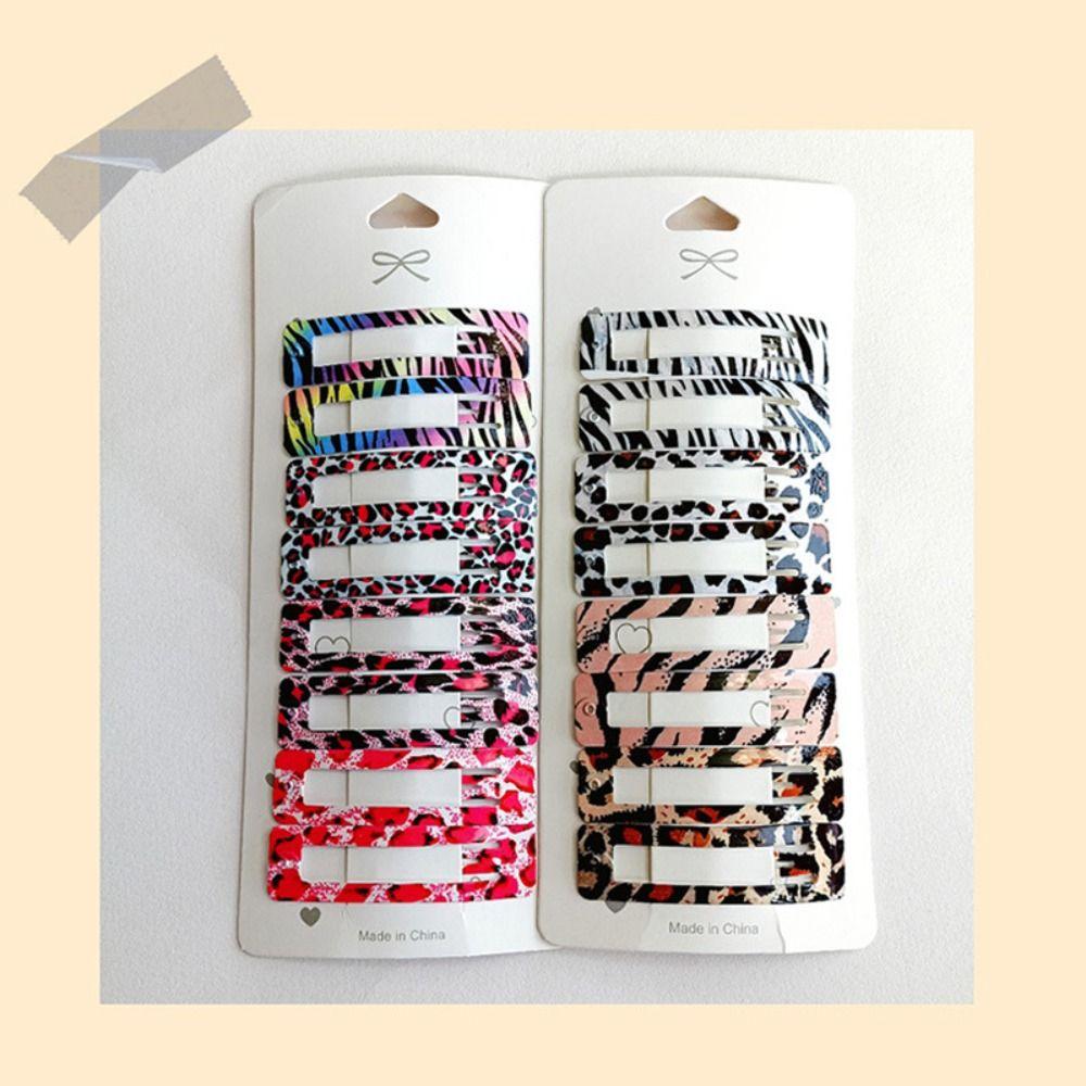 8pcs Geometric Star Leopard Print Hairpins Vintage BB Clips Bangs Hairclip For Women Girls