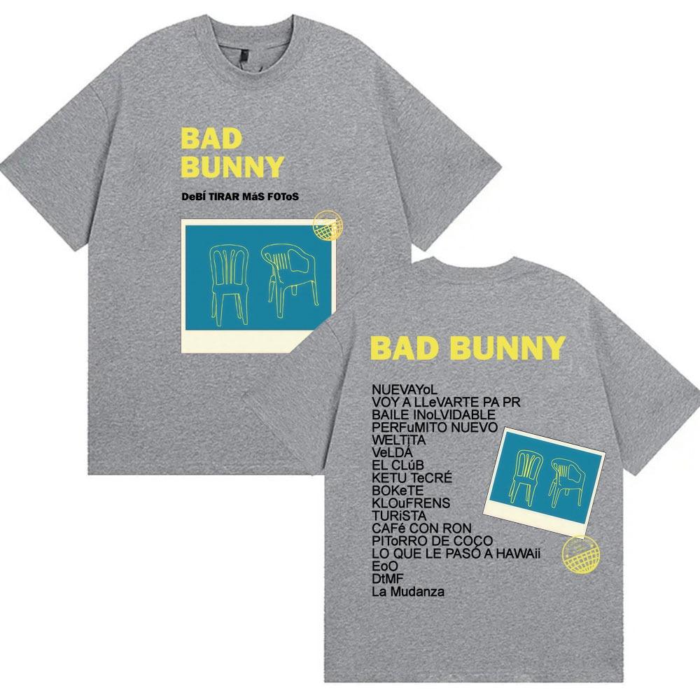 Футболка с туром альбома рэпера Bad Bunny для мужчин и женщин, хипстерские футболки, уютный хлопок, свободная повседневная футболка