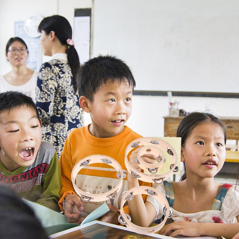 4/6/7/8/10-дюймовые ручные барабаны, игрушки, образование, музыкальный инструмент Орфа, бубен, колокольчик с ручкой, однорядный деревянный бубен с кольцами