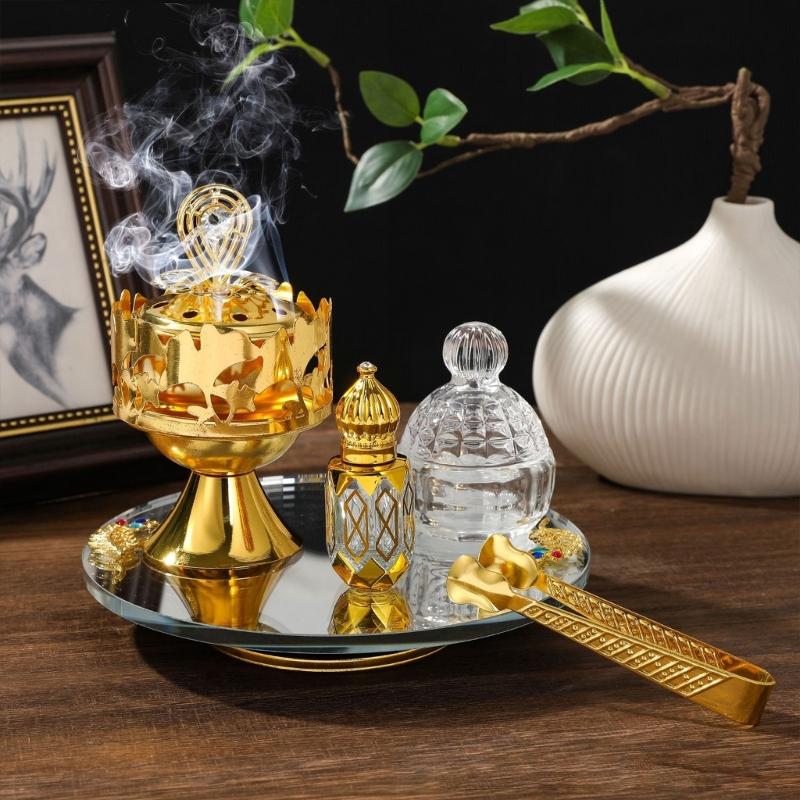 Arabic Styles Windproof Incenses Holder Burners Set with Jar For Meditations Space Home Fragrances Diffuser Accessories