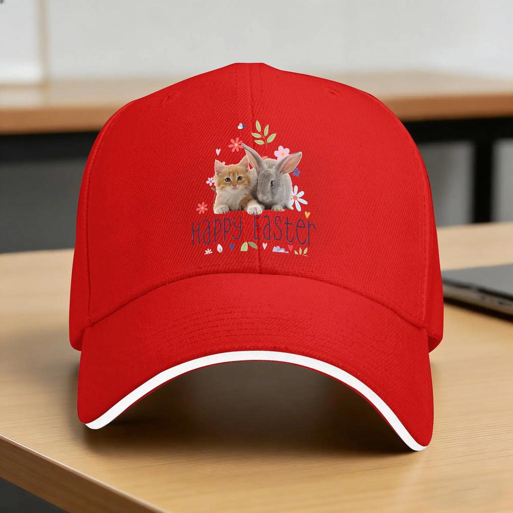 Cute Easter Bunny And Kitten Casual Baseball Cap Running Hippie Trucker Hat Summer Sun Unisex Unisex Yk Retro Baseball Caps