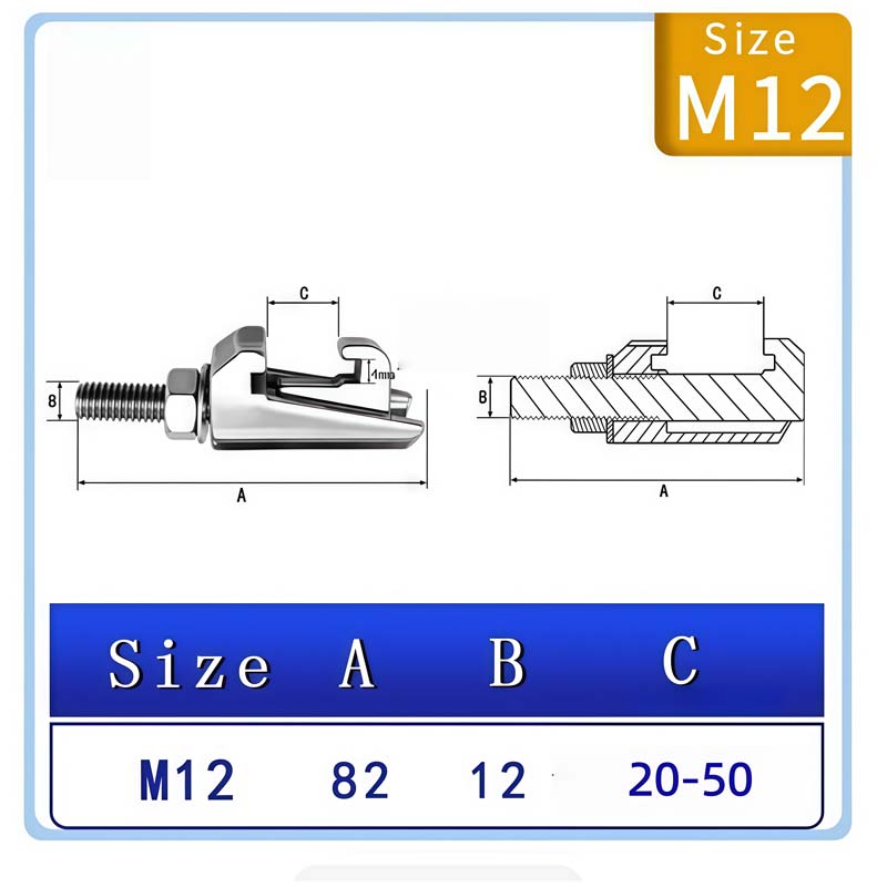 M8M10M12 ISO Double Claw Clamp Vacuum Flange 304 Stainless Steel Vacuum Caliper Screw Quick Mount Type C Clamp Hook Type Bolt