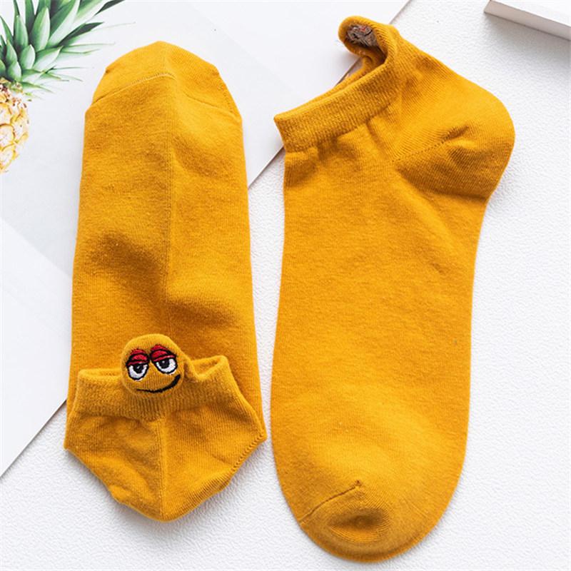 Kawaii вышитые носки конфетного цвета для женщин Happy Fashion Girls Ankle Funny Sokken Cotton Unisex Christmas Dropship
