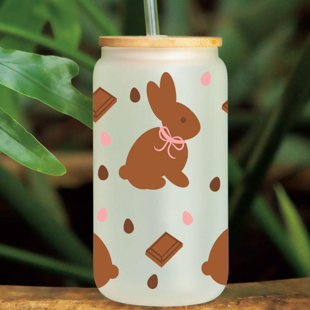 Easter Theme Cup Wraps Iron on Transfer Cup Stickers New UV DTF Transfer Sticker  16OZ Glass Cups