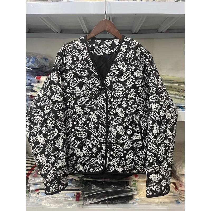 Womens Pink V-Neck Printed Loose Casual Cotton Blend Hoodie Jacket Streetwear Style
