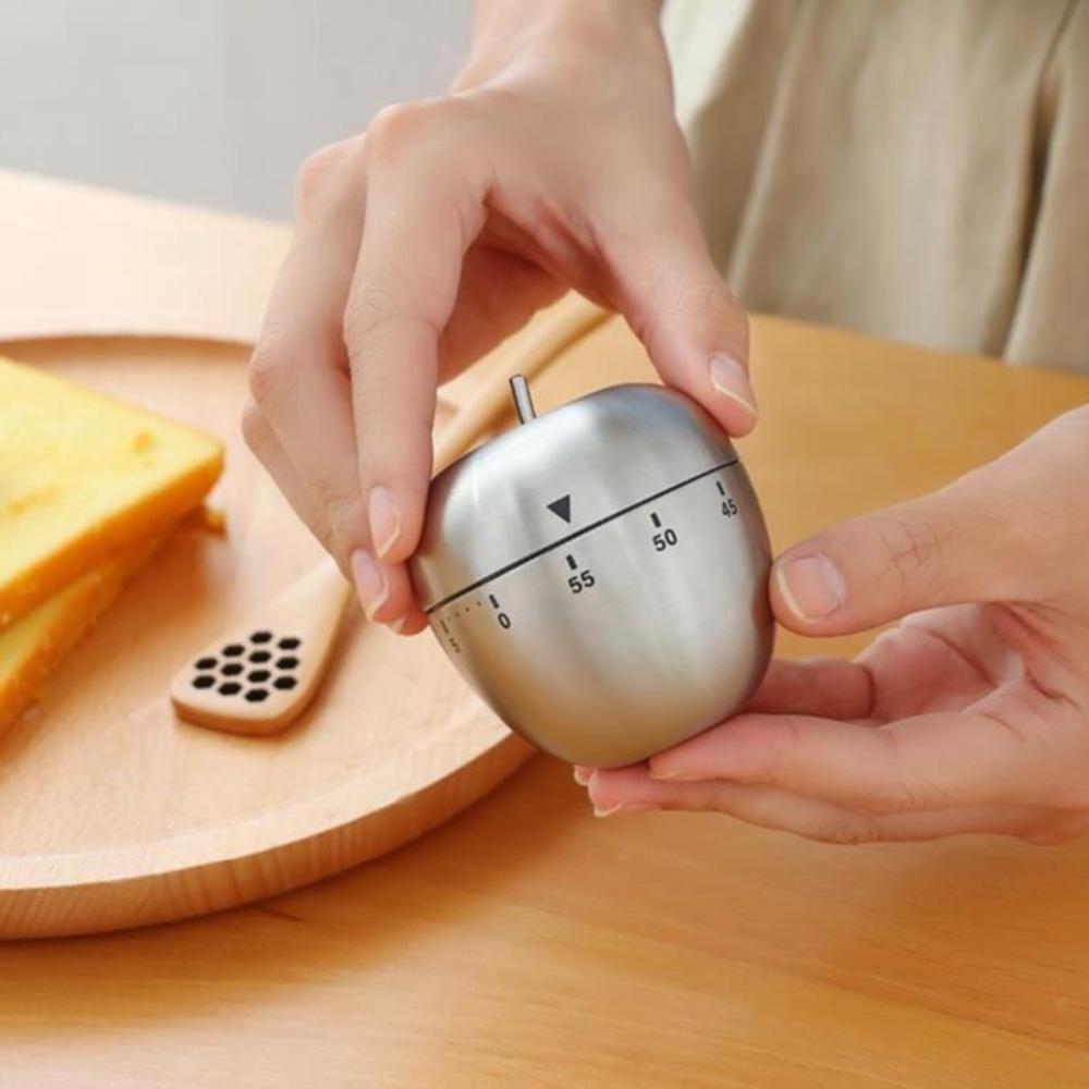 Stainless Steel Egg Shaped 60 Minutes Mechanical Kitchen Timer Reminder Countdown Alarm Clock
