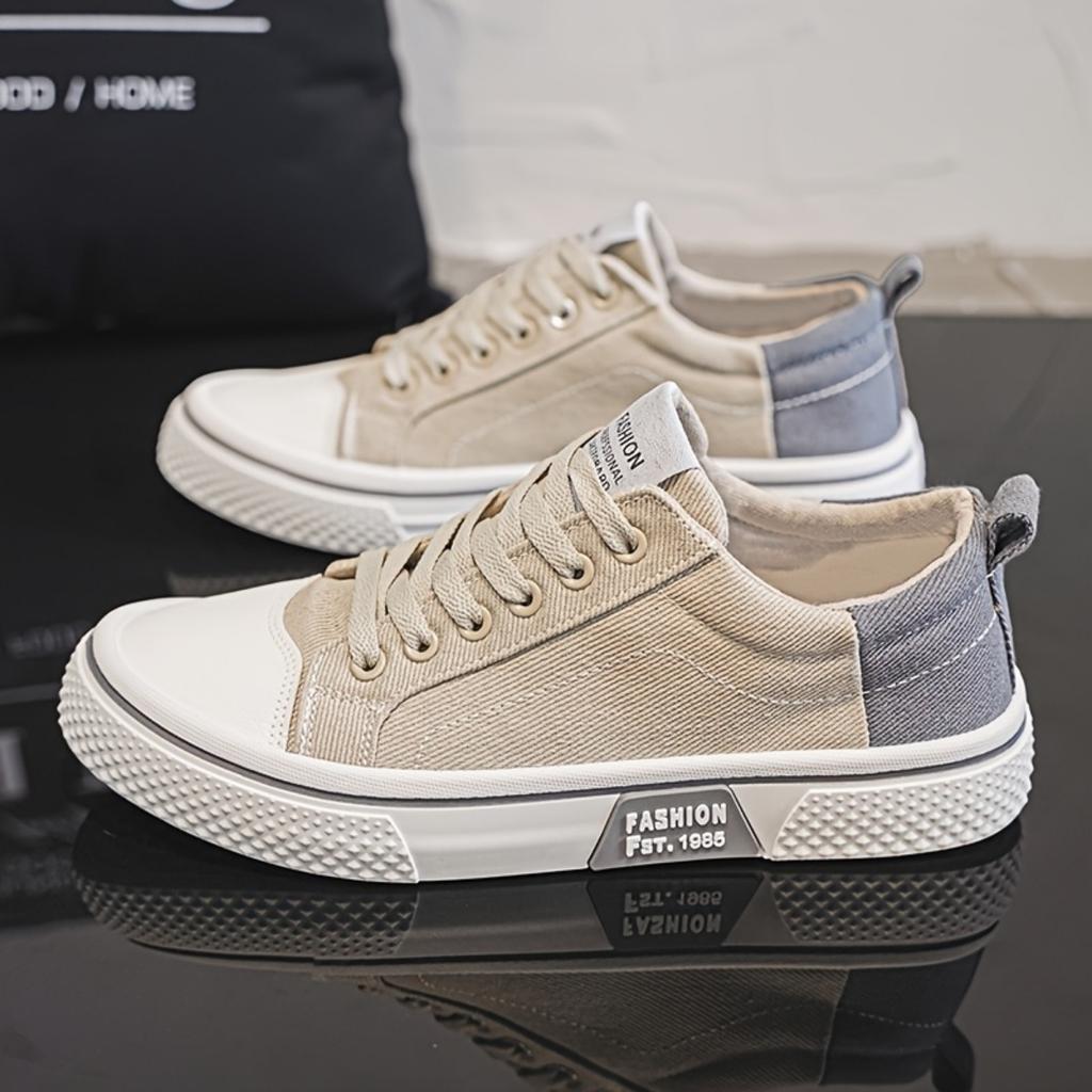 Men's Breathable Fabric Casual Canvas Shoes,Low Top Lace Up Outdoor Sneakers,Fashion Slip On Shoes.