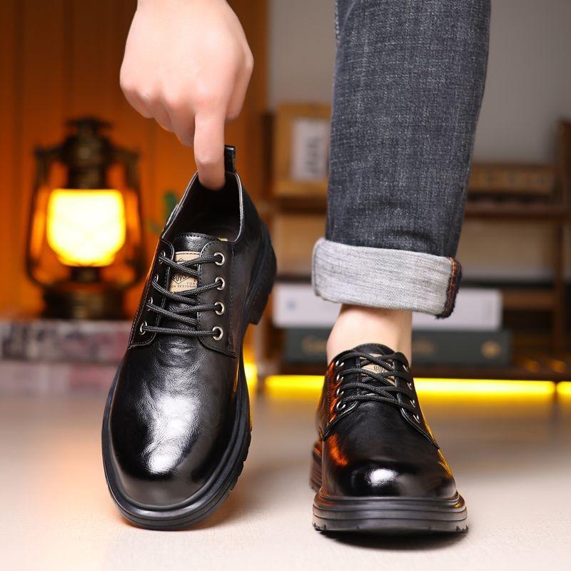 Модные мужские туфли из коровьей кожи в стиле ретро, новые дизайнерские однотонные туфли на платформе, мужская модная повседневная обувь на мягкой подошве, свадебная обувь
