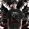 Black Wings Raven T Shirt Oversized Milk Fiber Tees Retro Men Tops High Quality Loose Tshirt Fashion Street Tops