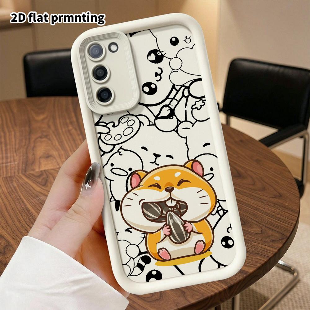 Phone Case: 2D flat, suitable for Samsung Galaxy A34 A35 M05 M06 S20 S22 S21 FE Plus 5G protective cases, a sunflower seed-eating hamster, perfect Chr