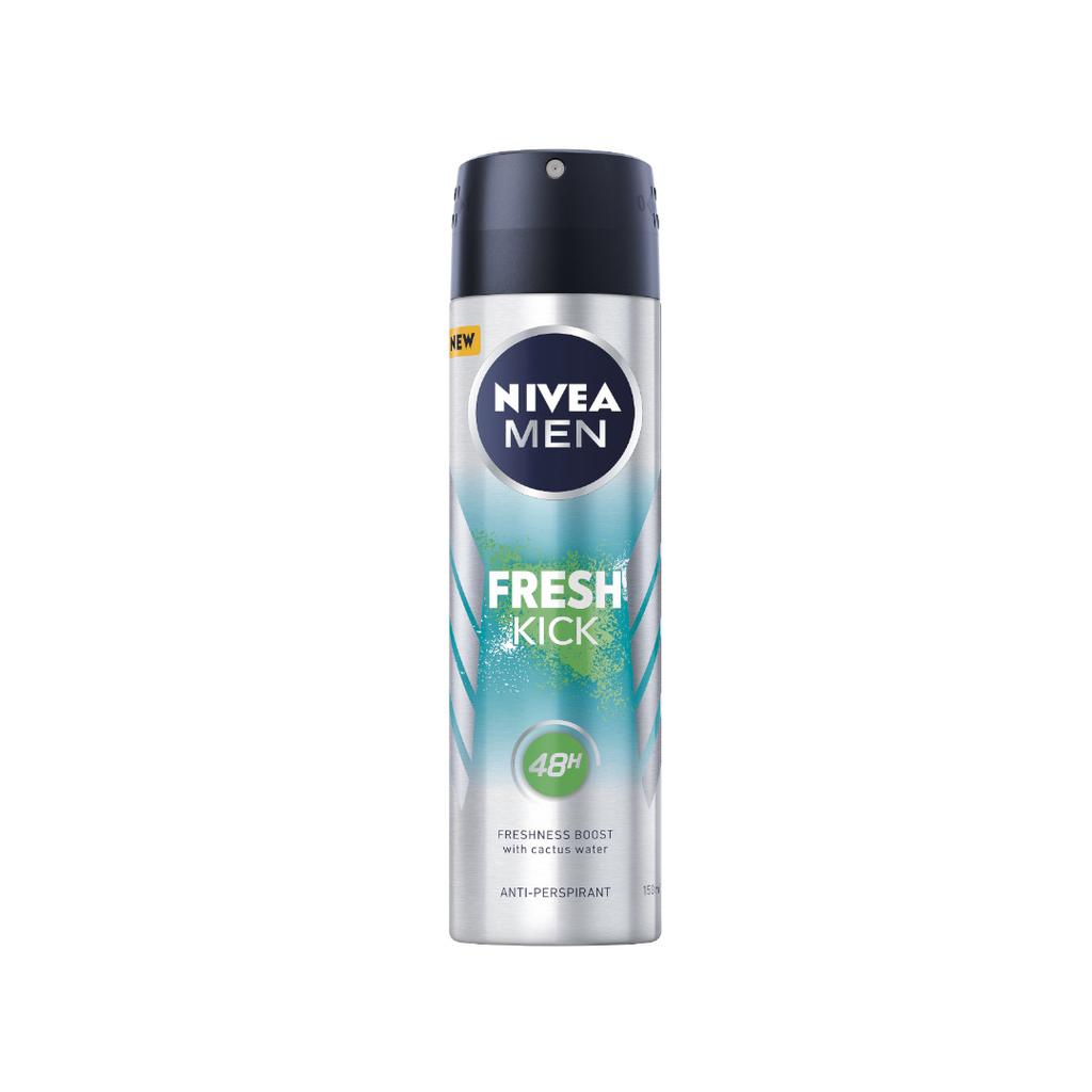 Nivea Men Fresh Kick Anti-perspirant Spray 150ml - Extended Odor Protection & Energizing Freshness